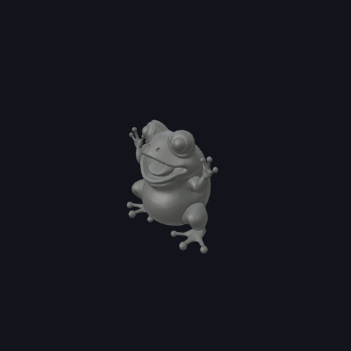 happy big eyed frog with mouth open